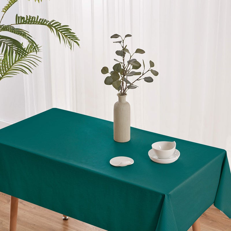 NLMUVW Teal Vinyl Tablecloth for Rectangle, Heavy Duty PVC Table Cloth Wipe Clean Waterproof Table Cover for Kitchen Dining Picnic, 54 x 78 Inch - Image 2